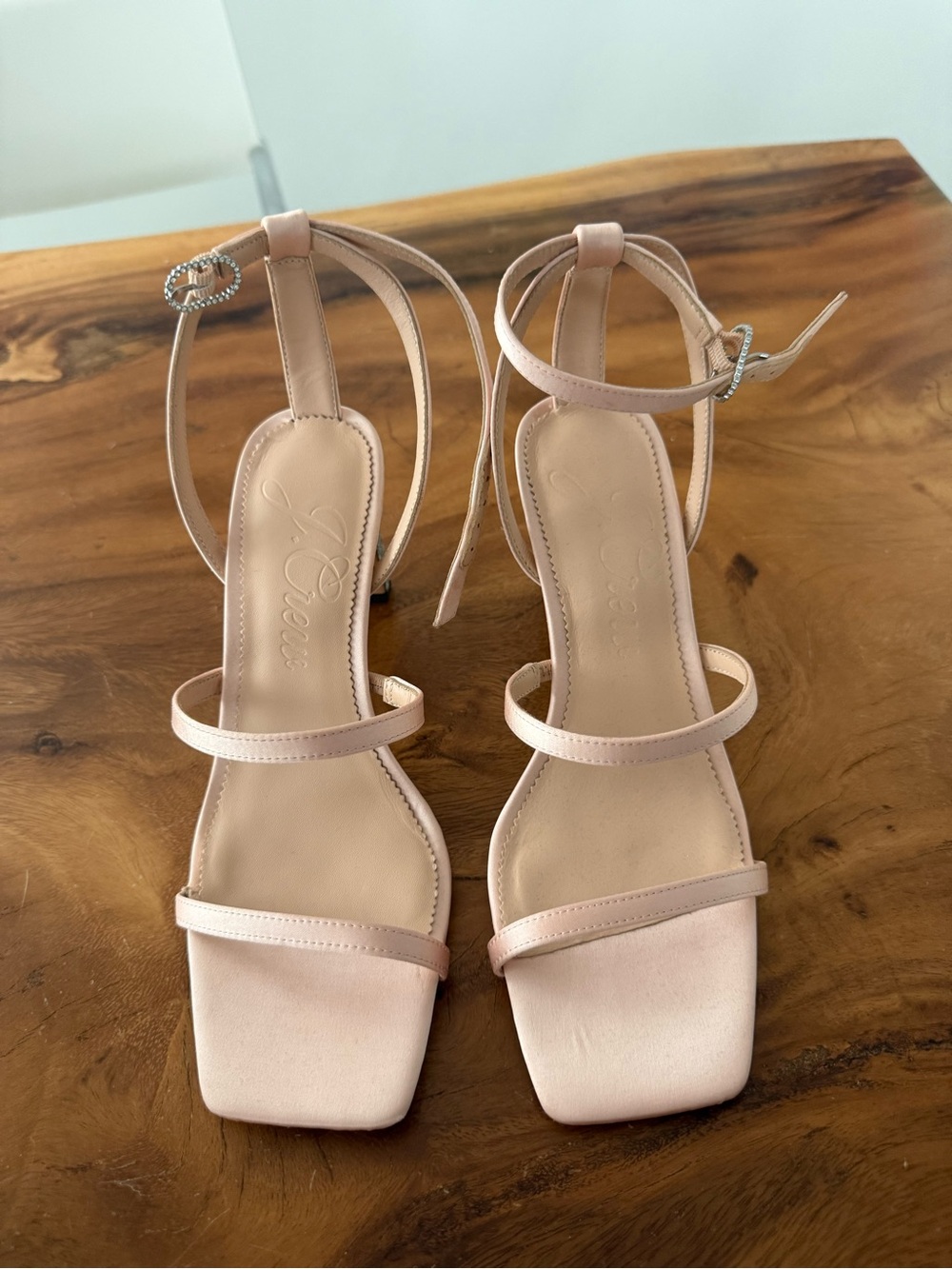 J. Crew Pale Pink Strappy Square-Toe Heels